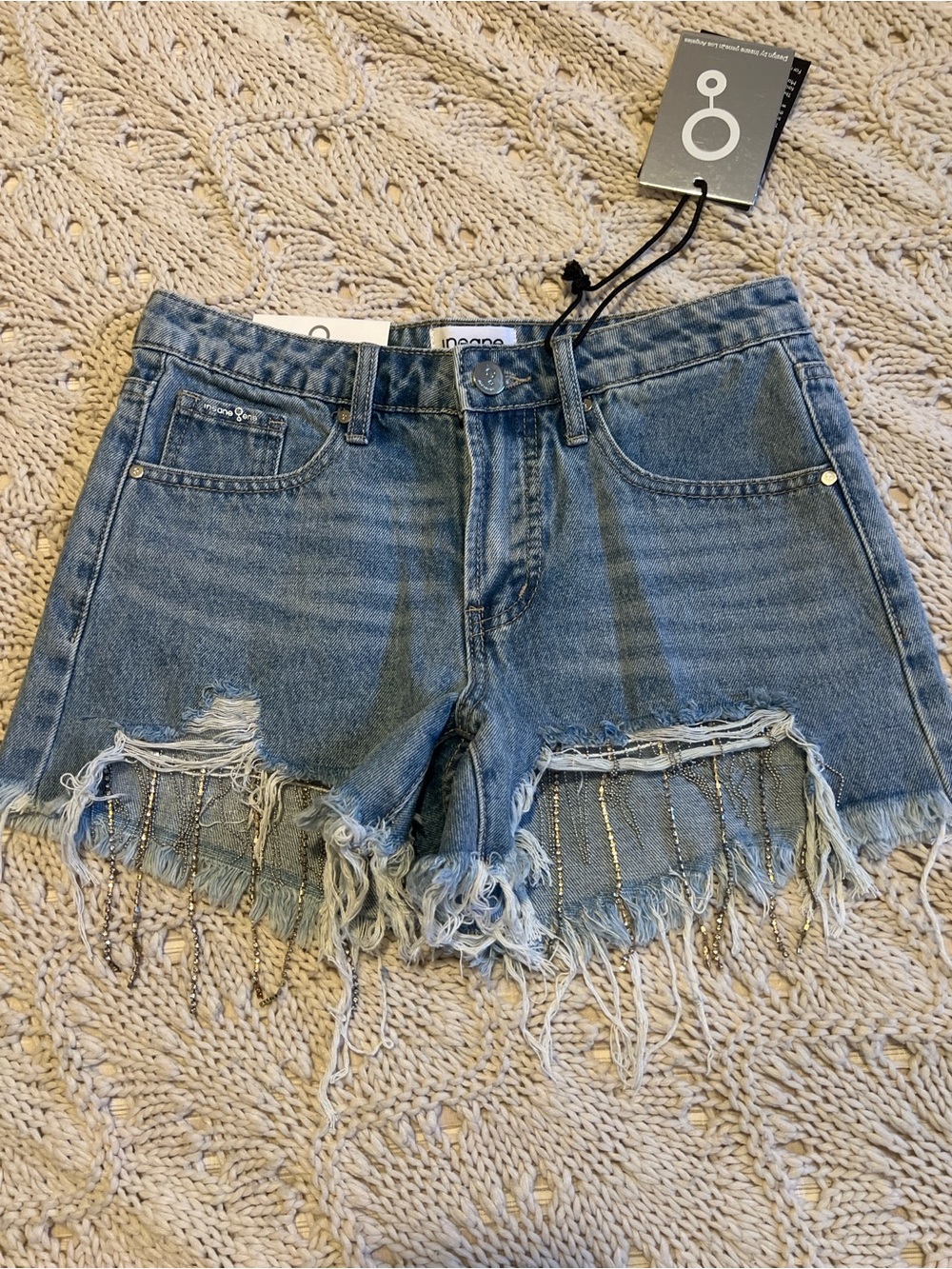 Denim Shorts with Frayed Hem